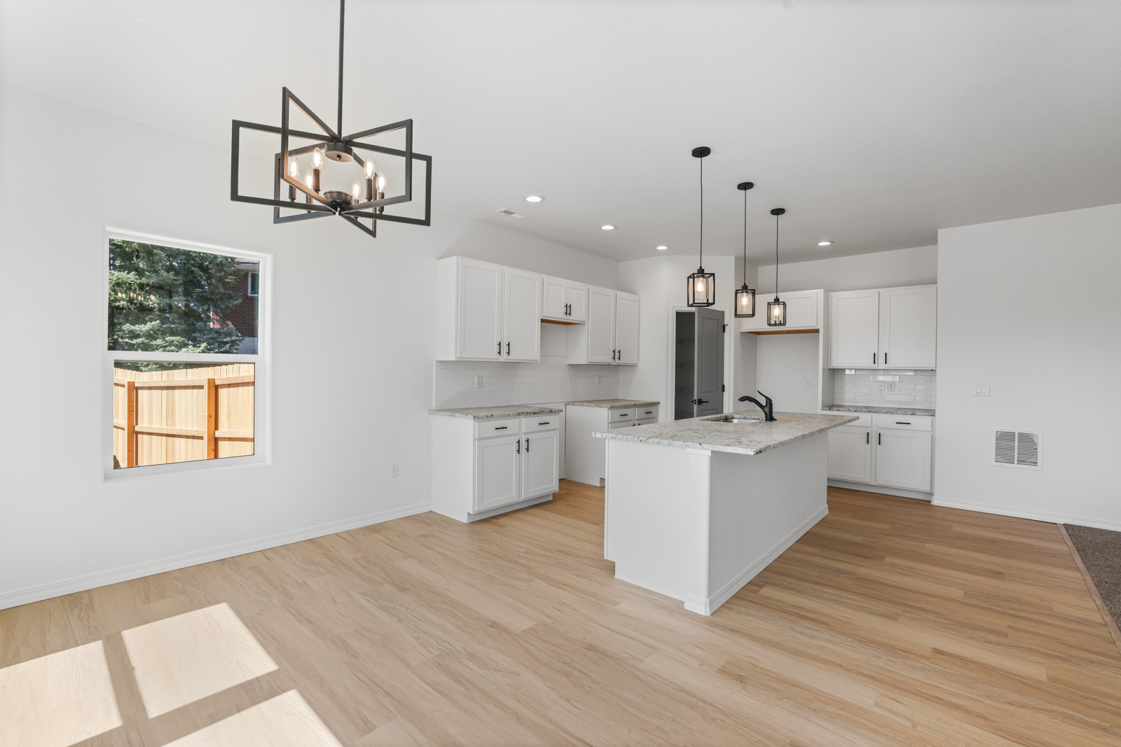 Lander dining area with natural light and private entry