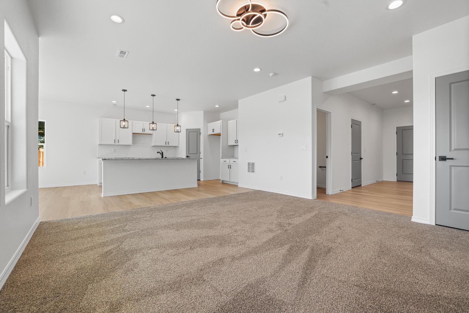 Lander open concept living area looking toward kitchen